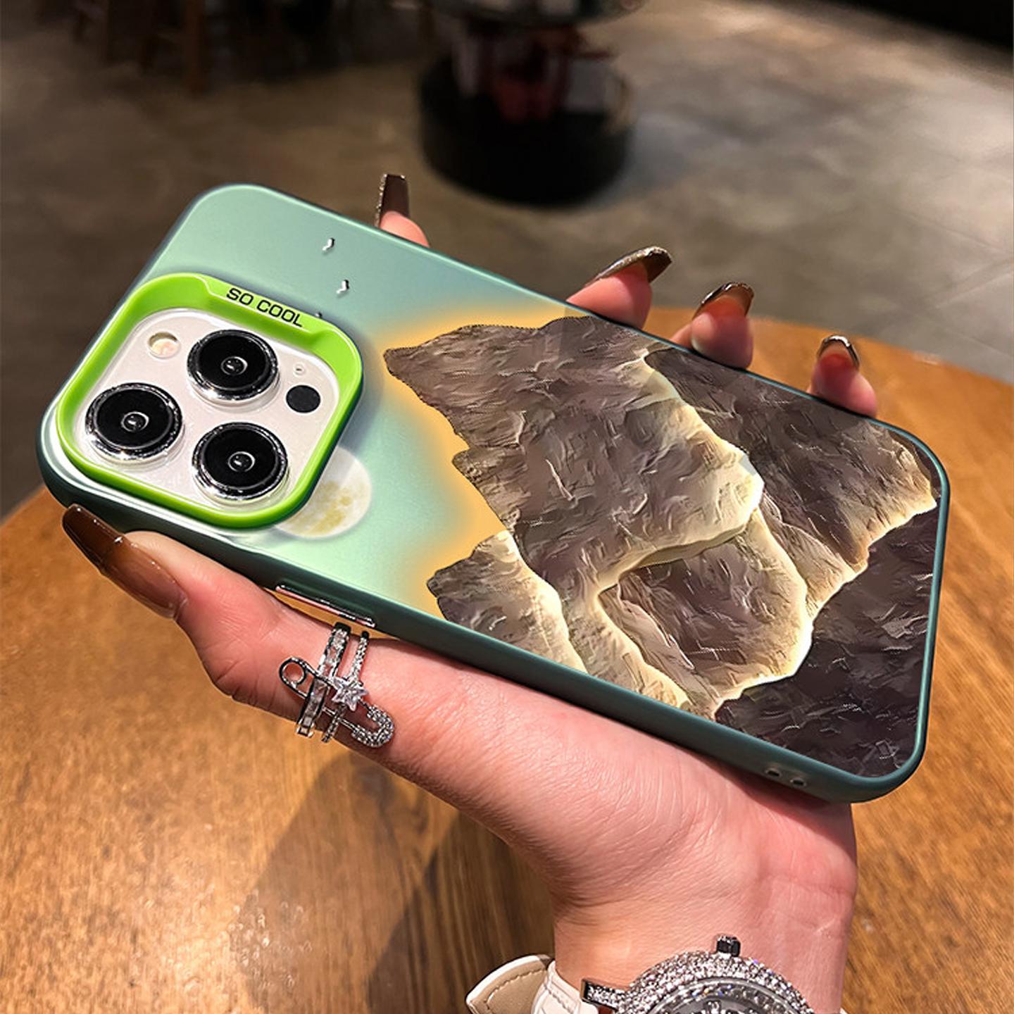 

Golden Mountain Scenic Area Phone Case for IPhone 17 17Air 16 15 14 13 12 11 Pro Max 16 Plus 13 Mini Laser Electroplating Cover iPhone 12 mini