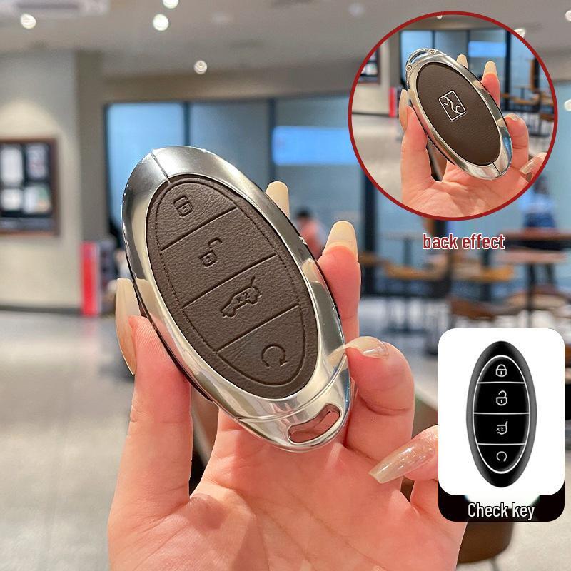 

Applicable Metal & Leather Key Case for 2025 BYD Yangwang U8, U7, U9 Car Remote – Protective Shell with Buckle