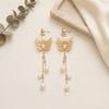 New Spring/Summer Exquisite and Elegant Women's Earrings with Dynamic Gold Butterfly and Heart-Shaped Pendant, Long Tassel Design, Suitable for