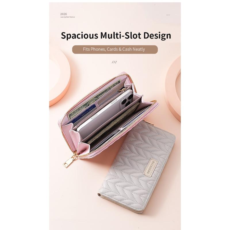 Fashion Embroidery Women's Wallet Long Hand Change Bag Mobile Phone Bag Card Bag Xiaoxiangfeng