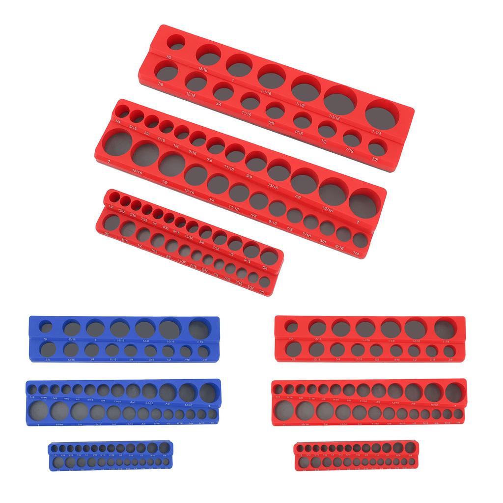 3PCS Magnetic Socket Organizer Set 1/4in 3/8in 1/2in Drive Sockets Storage Tray Powerful Portable So