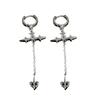 Elegant Earrings Zircon Cross Ear Drop Exaggerated Tassels Jewellery for Women