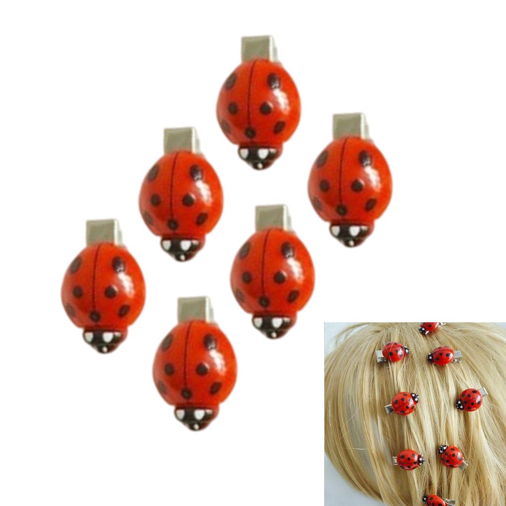 6PCS Ladybug Hair Clips Cute Barrettes for Girls Teens Women Hair Accessories Strong Hold Hairpin for Daily Use Parties