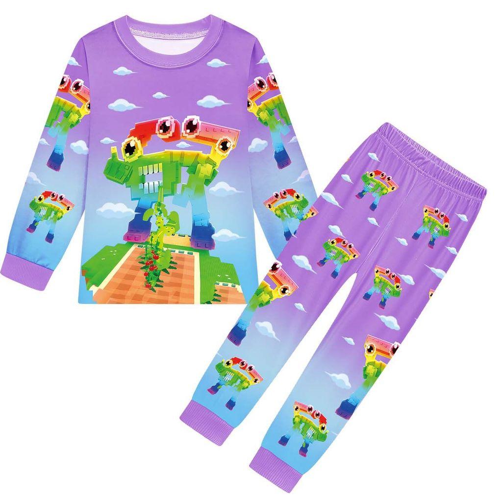 19705 Kinder Jungen Mädchen Steal a Brainrot 67 Six Seven Print Langarm T-Shirt Hose Pyjama Nachtwäsche Sets