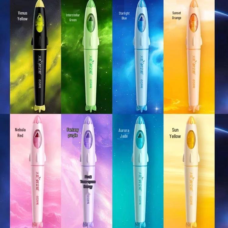 

DianShi DS-8155 Rocket Time-Space Pod Fluorescent Pen - Space Color Series Large Capacity Marker for Journals Starlight Blue