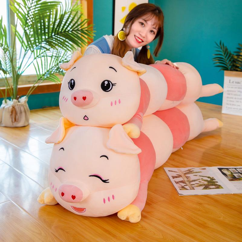 Peluş Oyuncak Yeni Tırtıl Domuz Bebek Doldurulmuş Oyuncak Sevimli Sevimli Aşağı Pamuk Domuz Uyku Yastığı Toptan