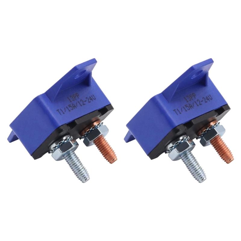 2Pieces 15A Automatic Reset Circuit Breakers Overcurrent Protectors 6-28VDC Systems Plastic Housing Mounting Wing Design