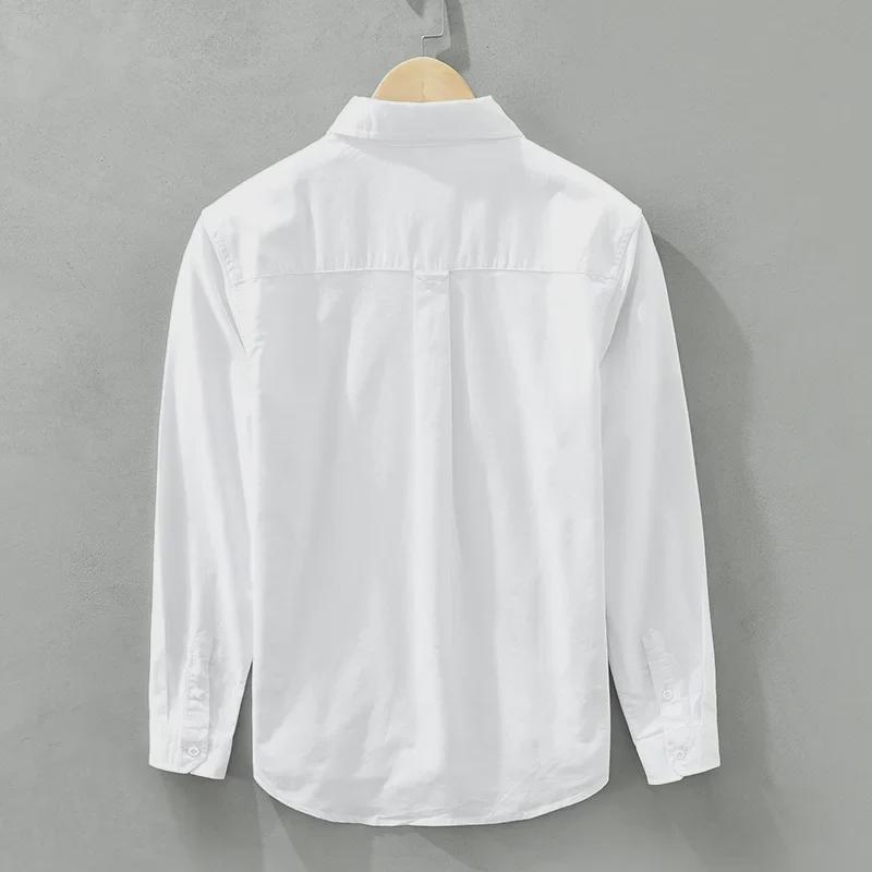 6633 Men's Oxford Long-Sleeve Embroidered Casual Shirt Jacket