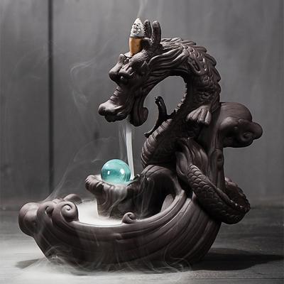 Decorațiuni pentru ceremonia ceaiului, arzătoare de tămâie creative, decorațiuni pentru casă, tămâie, ceremonie, dragon mare de nisip violet, refluxul fumului