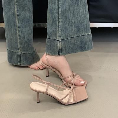 2025 New High Heels Niche French Strappy Sandals Fairy Shoes Spring and Summer Temperament Elegant Women's Sandals