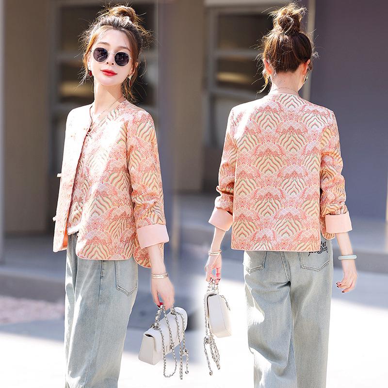 

Женское пальто в ретро китайском стиле 2025 - Модный топ на весну/осень YW8990 L (55-60 kg)