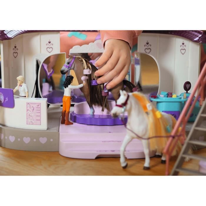 Écurie Schleich Salon de Beauté Sofia's Beauties avec Accessoires de Pansage et Figurines Schleich Chevaux - Coffret de 99 Pièces