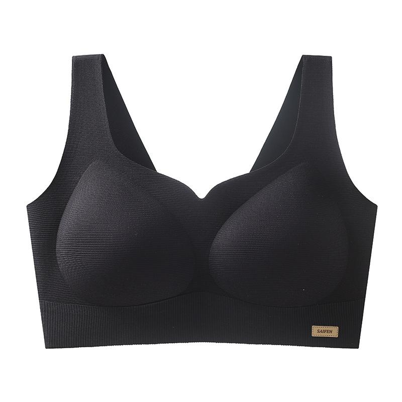 New Simple Vest Type Non-magnetic Sports Underwear Women's Wide Shoulder Straps No Steel Ring Thin Cup Gathering Bra
