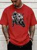 Unisex Soft Cotton Tee Cool Racing Motorcycle Rider Graphic Crew Neck Short Sleeve Loose Biker Outdoor Street Casual Daily Wear Top