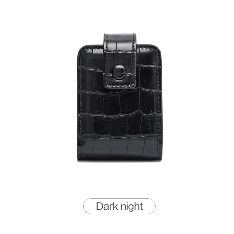 

Мини-портативная сумочка для помады с зеркалом, минималистичная маленькая косметичка с кнопкой, тисненый крокодиловый женский футляр для хранения косметики чёрный