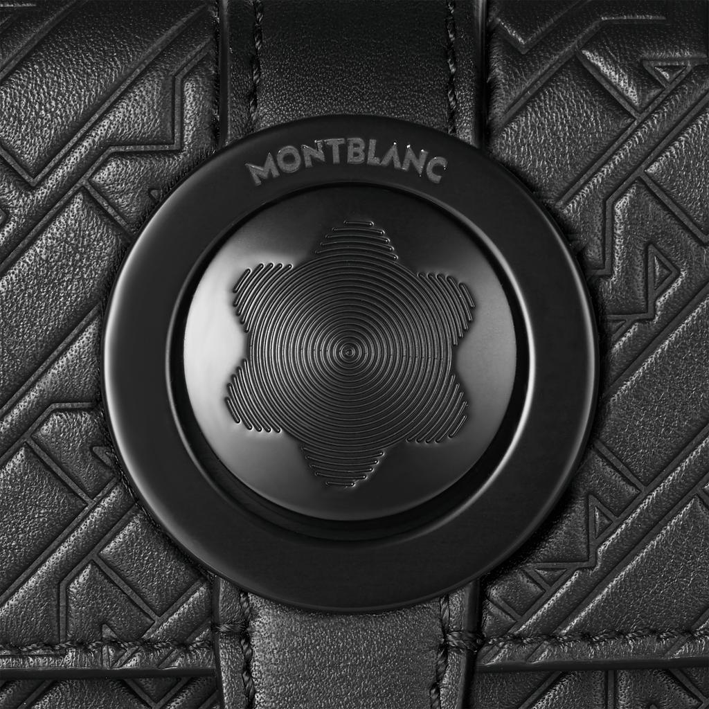 Montblanc Jet Black Series Brand Embossed Pattern Solid Color Full Grain Cowhide Mini Shoulder Crossbody Clutch Men bags 128740