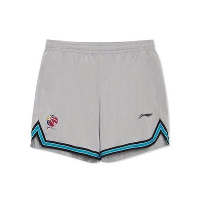 Li Ning CBA Series Basketball Logo Striped Breathable Training Shorts Men Shorts Silver Gray AAPS143-3