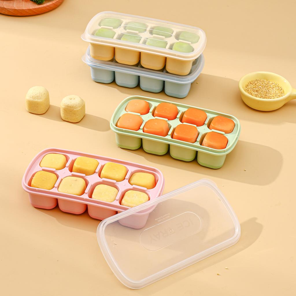 Mini Silicone Ice Cube Tray With Lid Reusable 8 Grids Ice Mold Kitchen Bar Tools Square Ice Cube Mould For Whisky Cold Drink