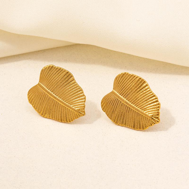 6pcs Real Gold Plated Fashion Plant Leaf Flower Earrings Stainless Steel Ear Studs For Men Women Jewelry Piercing Earring Party