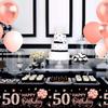 3 Pack Rose Gold Happy 50th Birthday Tablecloth Decorations - Fifty Years Old Plastic Disposable Rectangular Table Cover Party Supplies