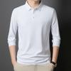 Autumn Ice Silk Markless Long-sleeved T-shirt Men's POLO Shirt New Solid Color Lapel Top