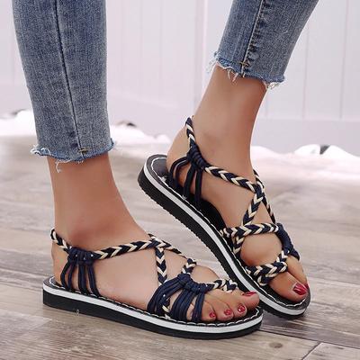 Damen Sandalen zum Schnüren Hanfseil Rom 2024 Damen Sandalen Casuals Gladiator Überkreuzt Damen Schuhe hjm89