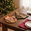Creative Holiday Gifts for Friends Christmas Tree Serving Platter, Wooden Snack Tray Parties, Multi-Compartment Food Display Elk Design Dessert Plate