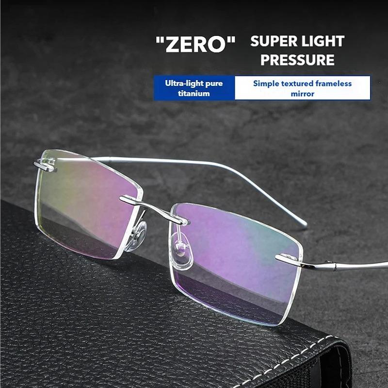 O-Q CLUB Ultra-light Titanium Reading Eyeglass Frames Men Fashion Simple Rimless Myopia Glasses Customized Prescription Glasses