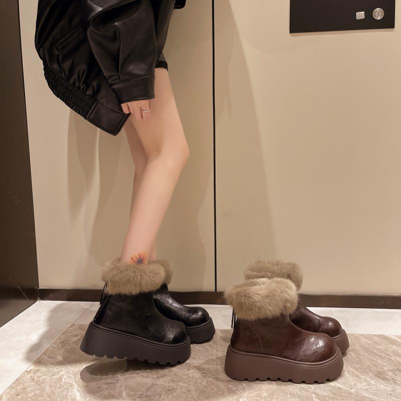 Mao Mao short boots thick-soled fur integrated snow boots winter new piled thickened warm Northeast cotton