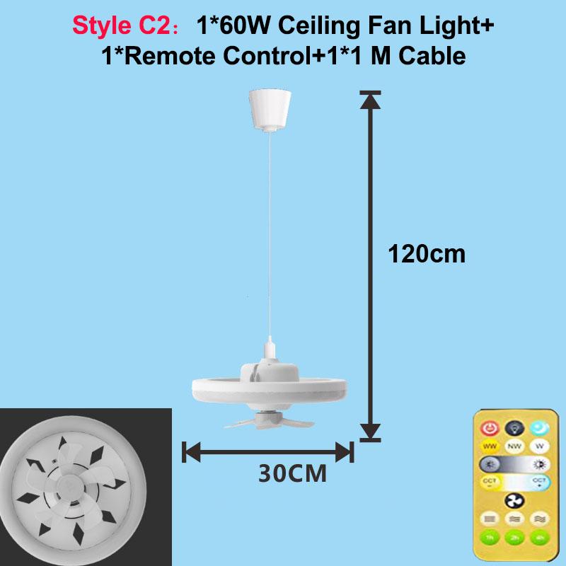 48/60W LED Ceiling Fan Light Remote Control E27 Lamp with 360 ° Rotation Cooling Electric Fan 85-265V Chandelier for Room Decor