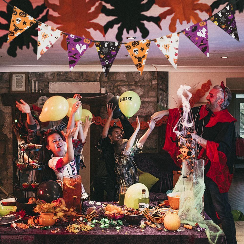 House Party Supplies Pumpkin Flags Paper Chain Halloween Banner Hanging Garland Halloween Decor