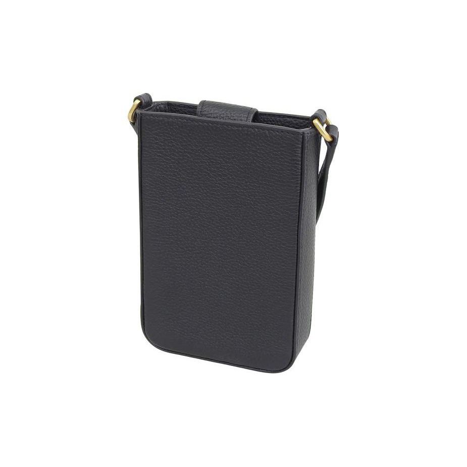 Tory Burch Solid Gold Double T Logo Hardware Leather Phone Bag Shoulder Crossbody Bag Small Women Bags Black 141000-001