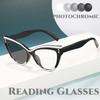 New Cat Eye Anti Blue Light Glasses Color Changing Presbyopia Reading Glasses for Women Fashion Street Photography