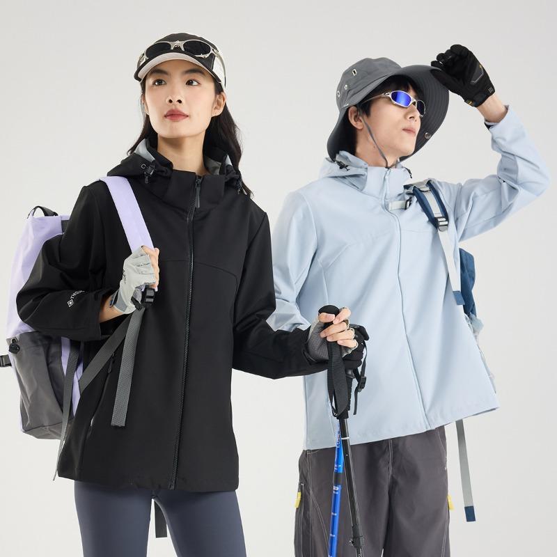 Women's Windproof and Waterproof Jacket Insulated Shells Raincoat Interchange Jacket with Hood Outdoor Hiking