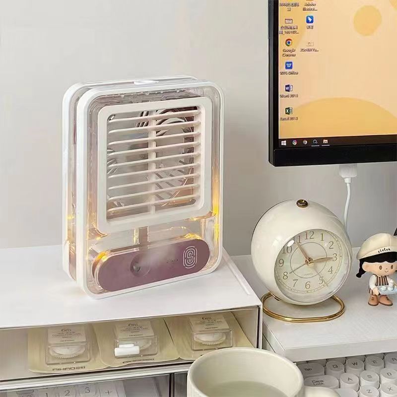 Portable Humidifier Air Conditioners Fan USB Electric Hydrocooling Fan LED Night Light Water Mist 3 In 1 Air Humidifie for Home