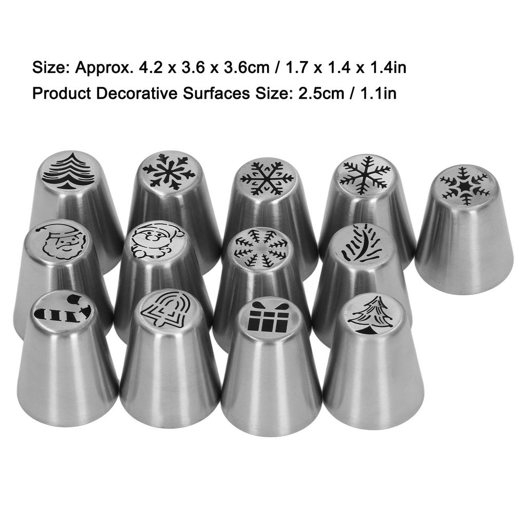 13pcs Christmas Flower Frosting Tips Nozzles Stainless Steel DIY Cake Decorating Tips for Cupcake Decoration
