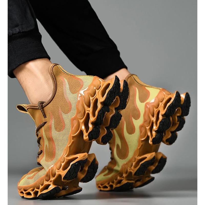 Men's Shoes Tide Men's Waterproof Leather Sneakers Shock Absorption Heightened Casual Shoes Men's Student Shoes