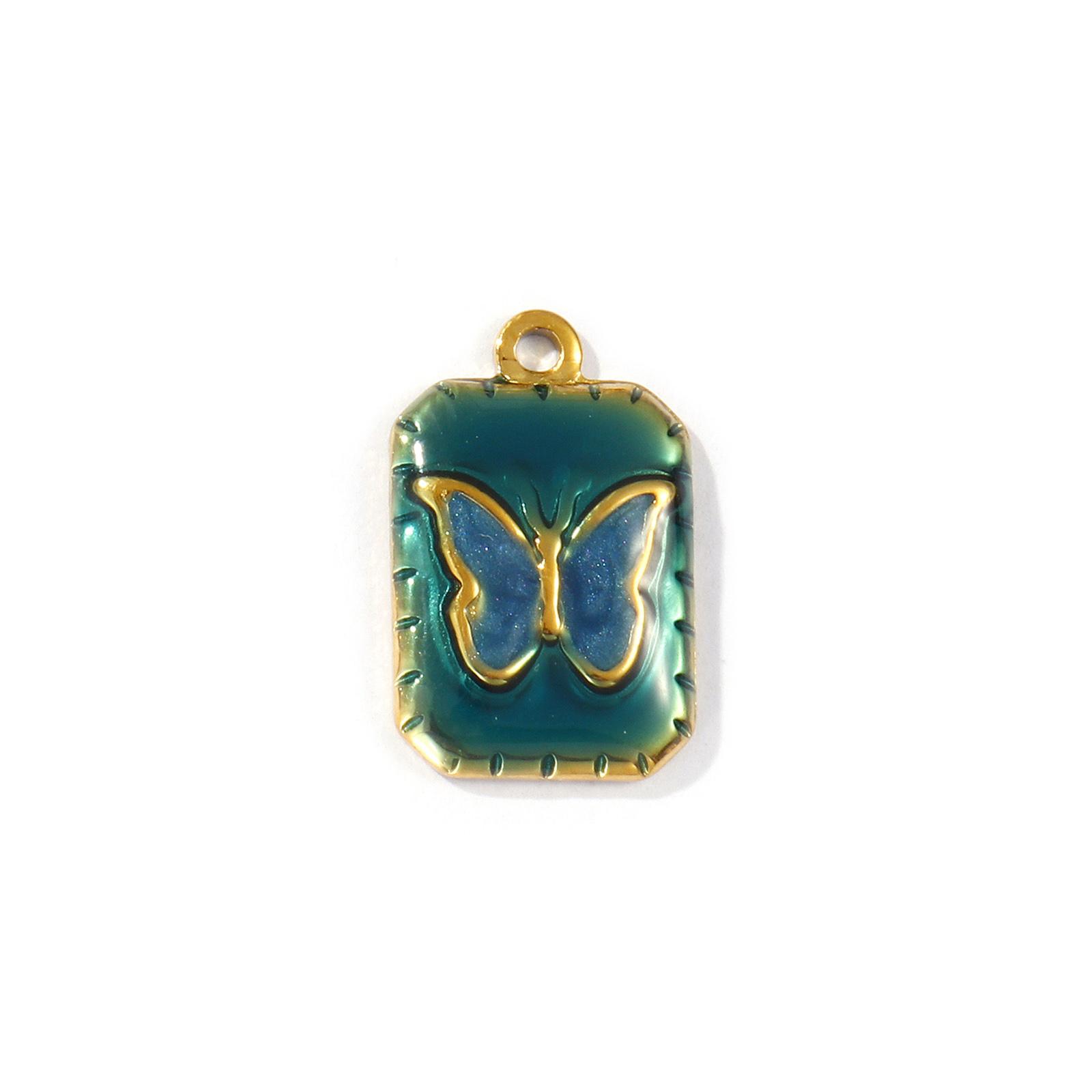 

2 PCs Waterproof 304 Stainless Steel Charms 18K Gold Plated Enamel Flower Heart Butterfly Octagon Pendants DIY Necklace Making