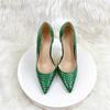 Women Green Dark Checkered High Heels Party Shoes Dresses Fashionable Versatile Comfortable Footwear