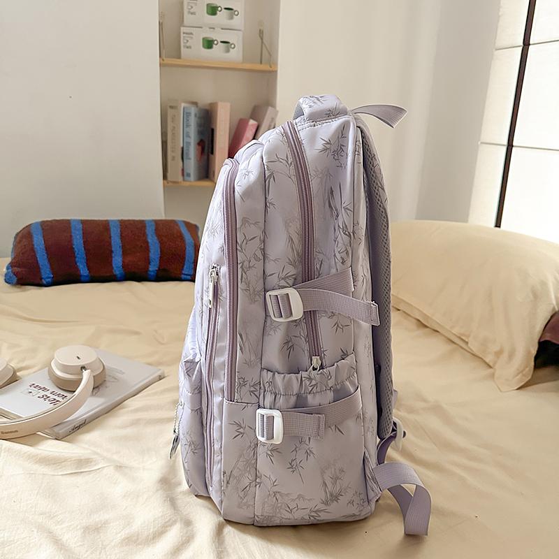 Bamboo Printed Backpack Junior High School Student Schoolbag Lightweight Large Capacity Backpack