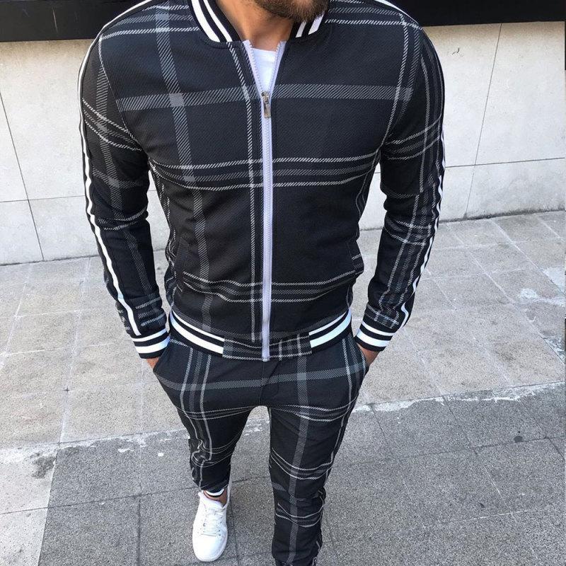

Новый клетчатый спортивный костюм, мужские комплекты, куртка джентльмена, спортивная одежда, мужской комплект из 2 предметов с 3D принтом, спортивный костюм, спортивные штаны, чандалы, мужская одежда