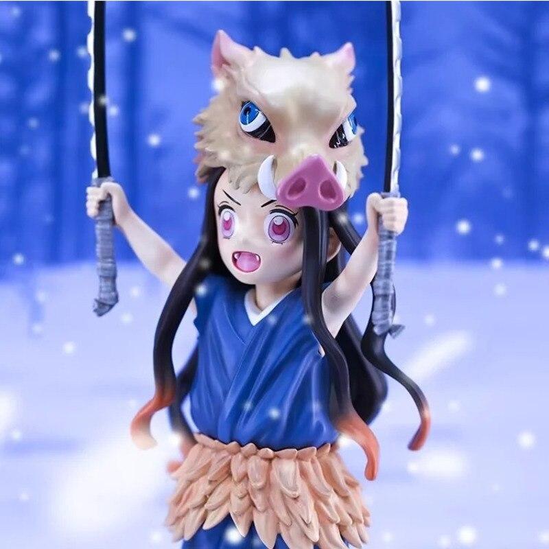 Anime Demon Slayer Kamado Nezuko Figure Kimetsu No Yaiba Hashibira Inosuke Action Figure Model Doll Toy Figurine Gift
