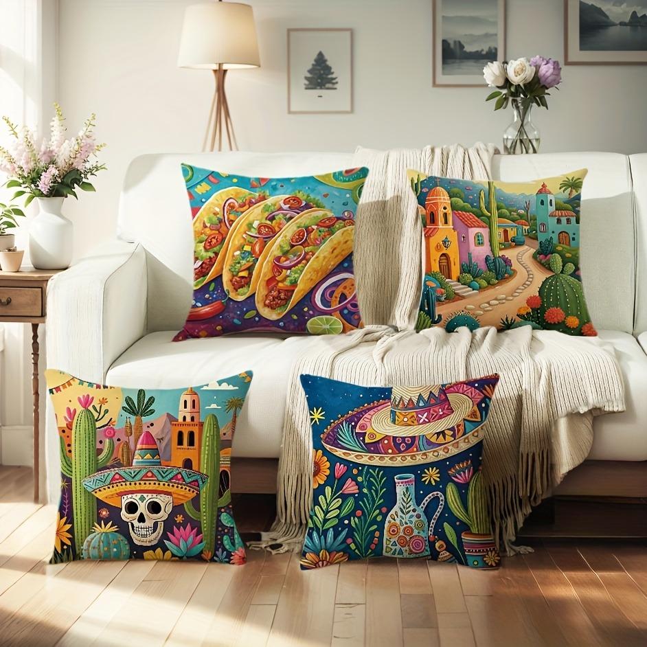 Exotic Mexican - style Pillow CoversLiving room sofa cushion cover, soft and comfortable, bedroom room decoration