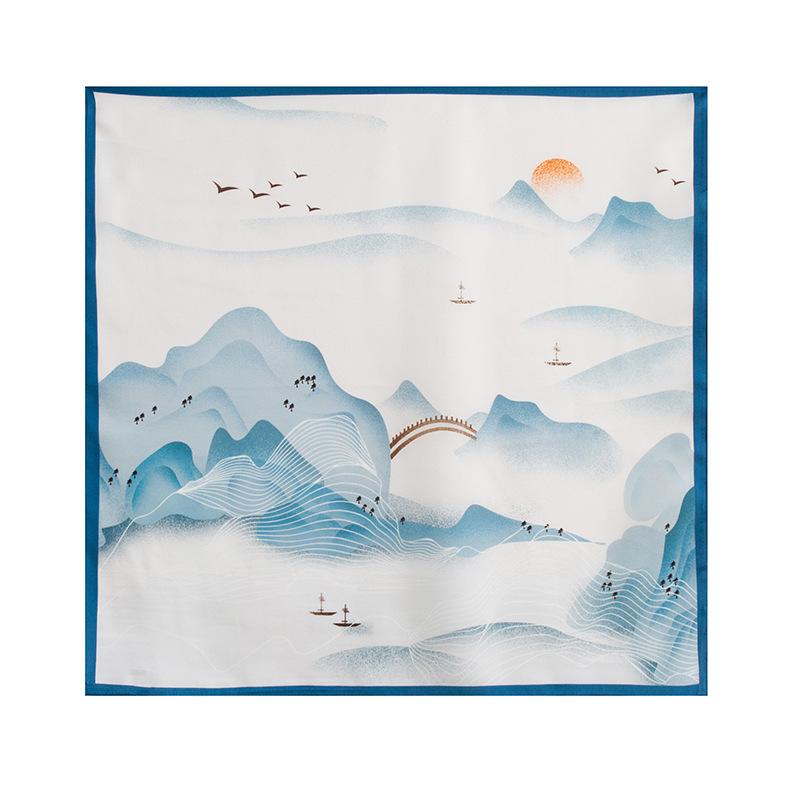 53Cm 100% mulberry silk square scarf classical printed small square scarf