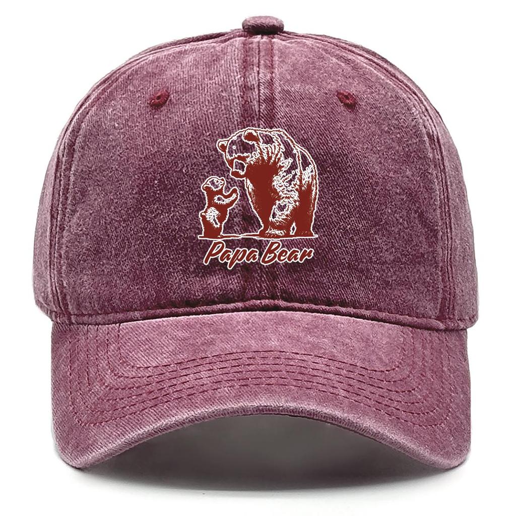 Papa Bär" Braunbär-Print Snapback Sonnenhut, Vatertags-Mesh-Hut im Used-Look mit verstellbarer Schnalle, Vintage-inspirierte Mode, verstellbare Baseballkappe
