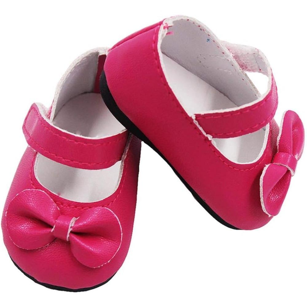 1 paio di scarpe per bambole in PU con fiocco per bambole americane da 18 pollici, accessori per bambole da 18 pollici, giocattoli