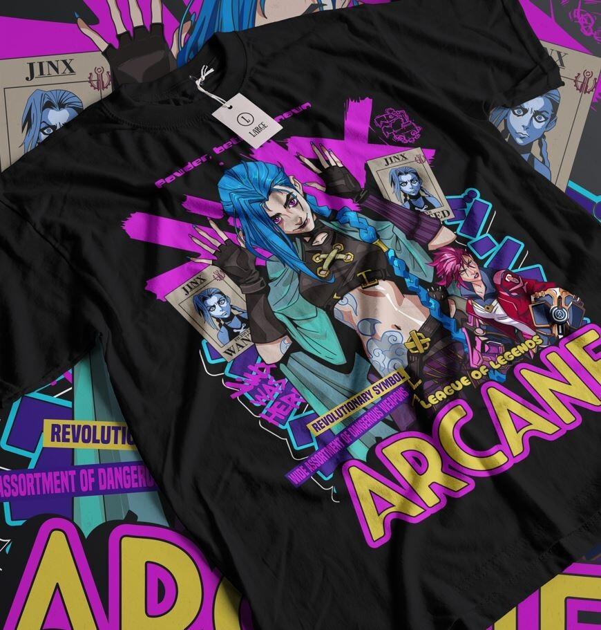 

Джинкс Аркейн Футболка Японское Аниме Мультфильм Джинкс Аркейн Графическая Футболка Все Размеры L