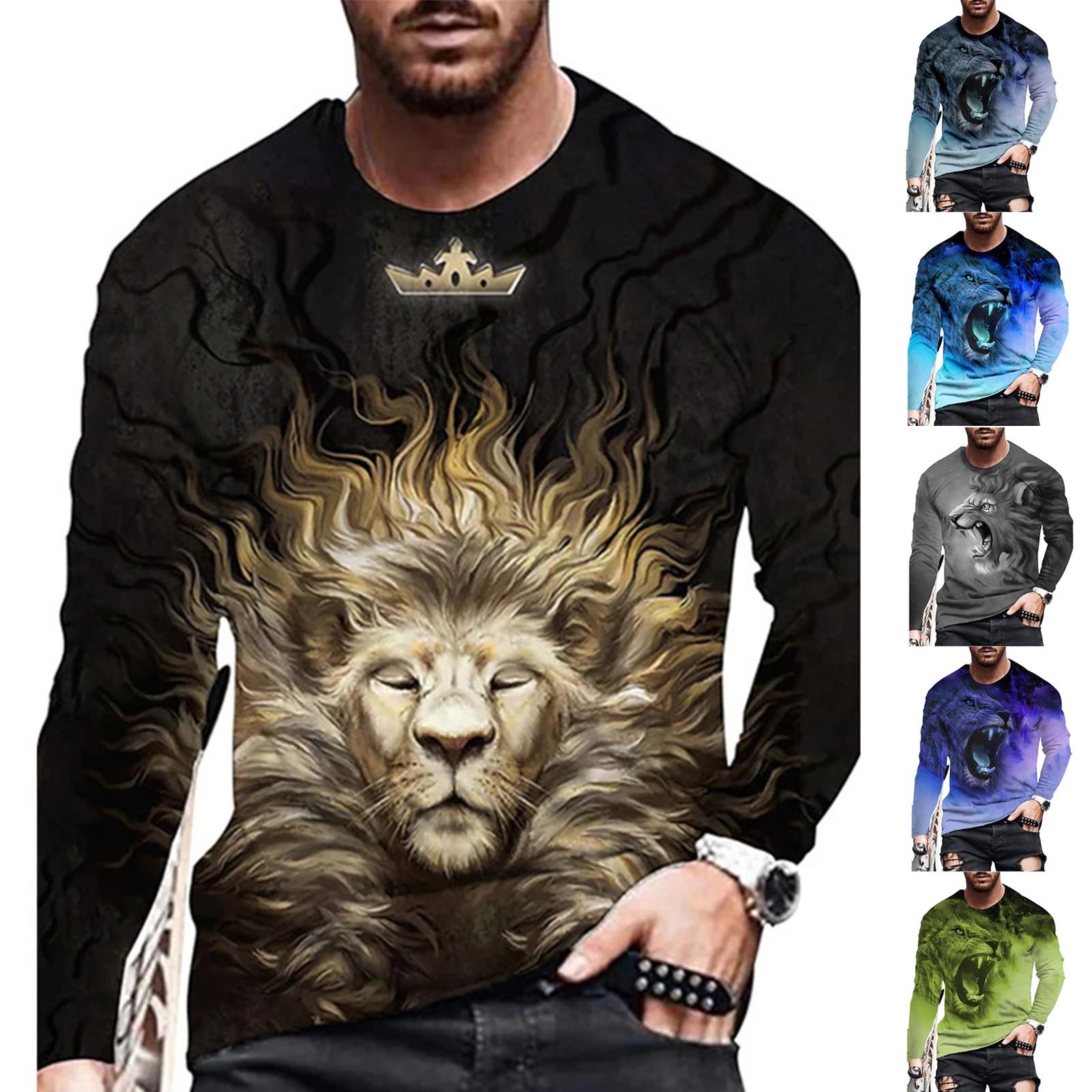 

Мужская повседневная свободная круглая шея принт с длинными рукавами футболка рубашка туника топы блузка