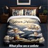 Teddy Bear Theme Custom Text Or Name 3Pcs Bedding Set,1 Flat Sheet & 2 Pillowcases Personalized Home Bedding