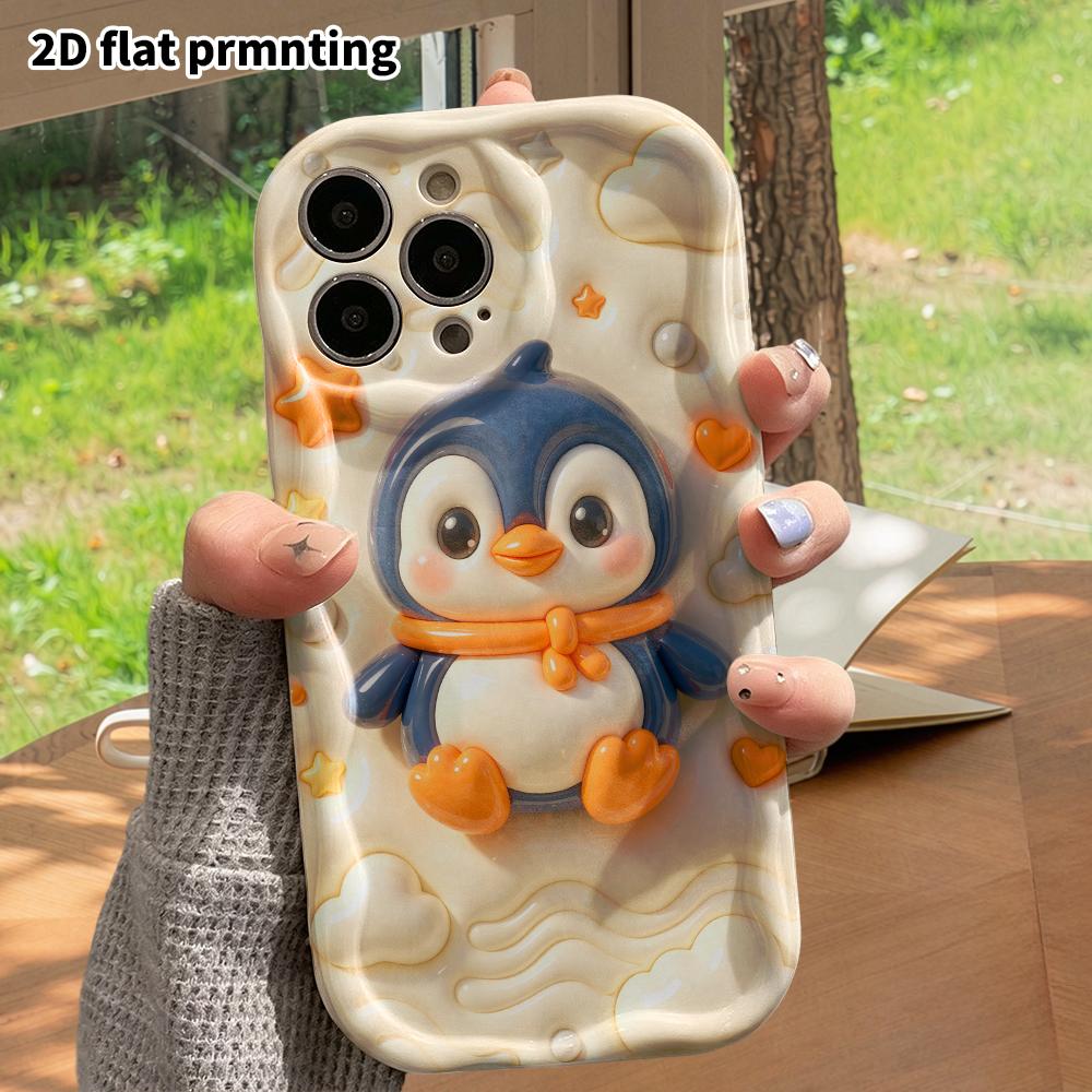 Phone Case: 2D Flat Design Suitable for iPhone 18 17 16 15 14 13 Pro Protective Case, Scarf Little Penguin, Perfect Christmas and Halloween Holiday Gi